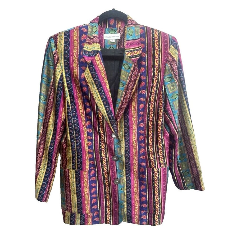 VTG  Balla Valentina Women's Praisley Silk Blazer Size Medium